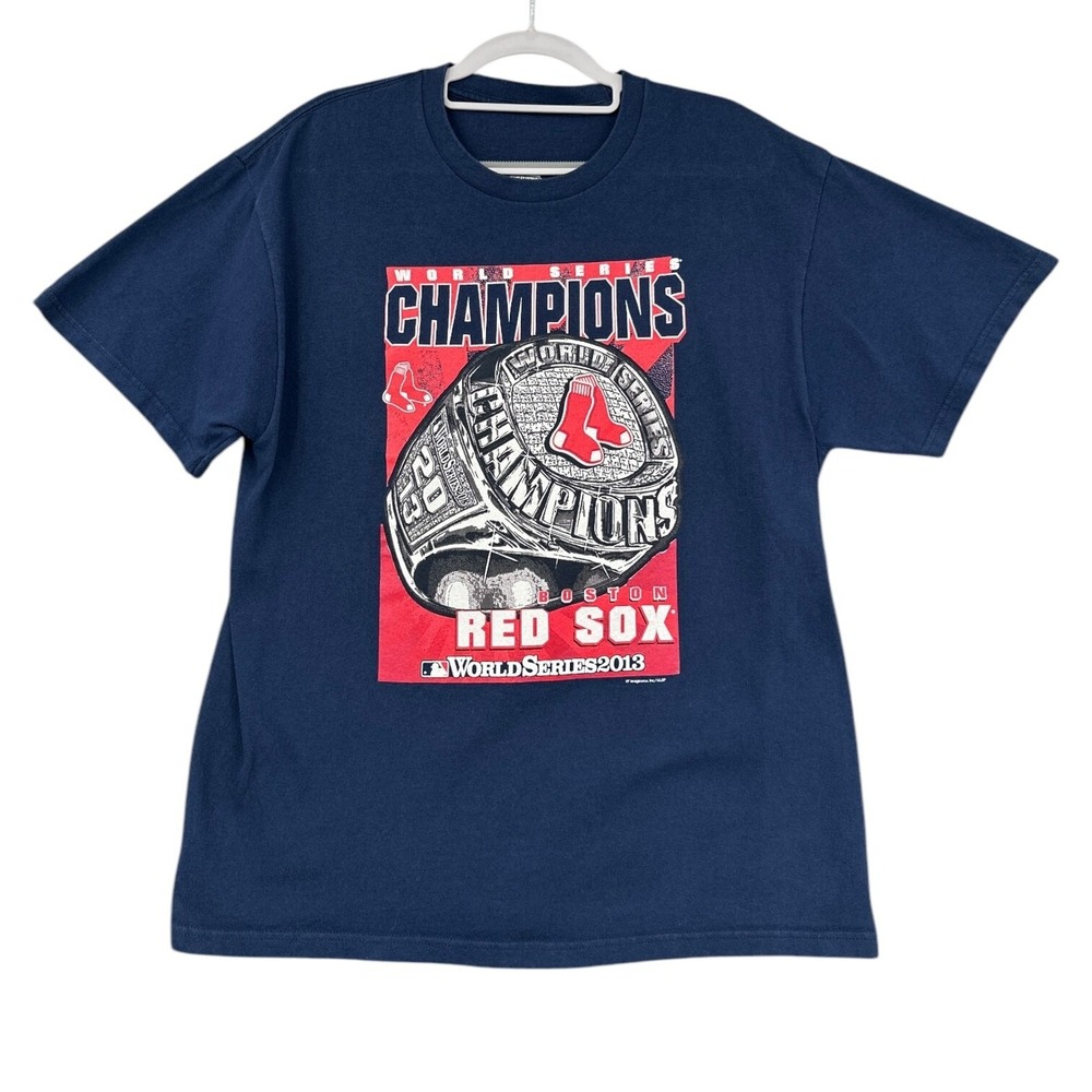 Boston Red Sox World Series 2013 Champions Navy T Shirt Mens Large